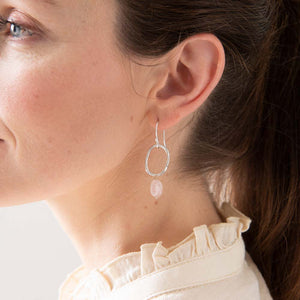 Graceful Rose Quartz Silver Earrings