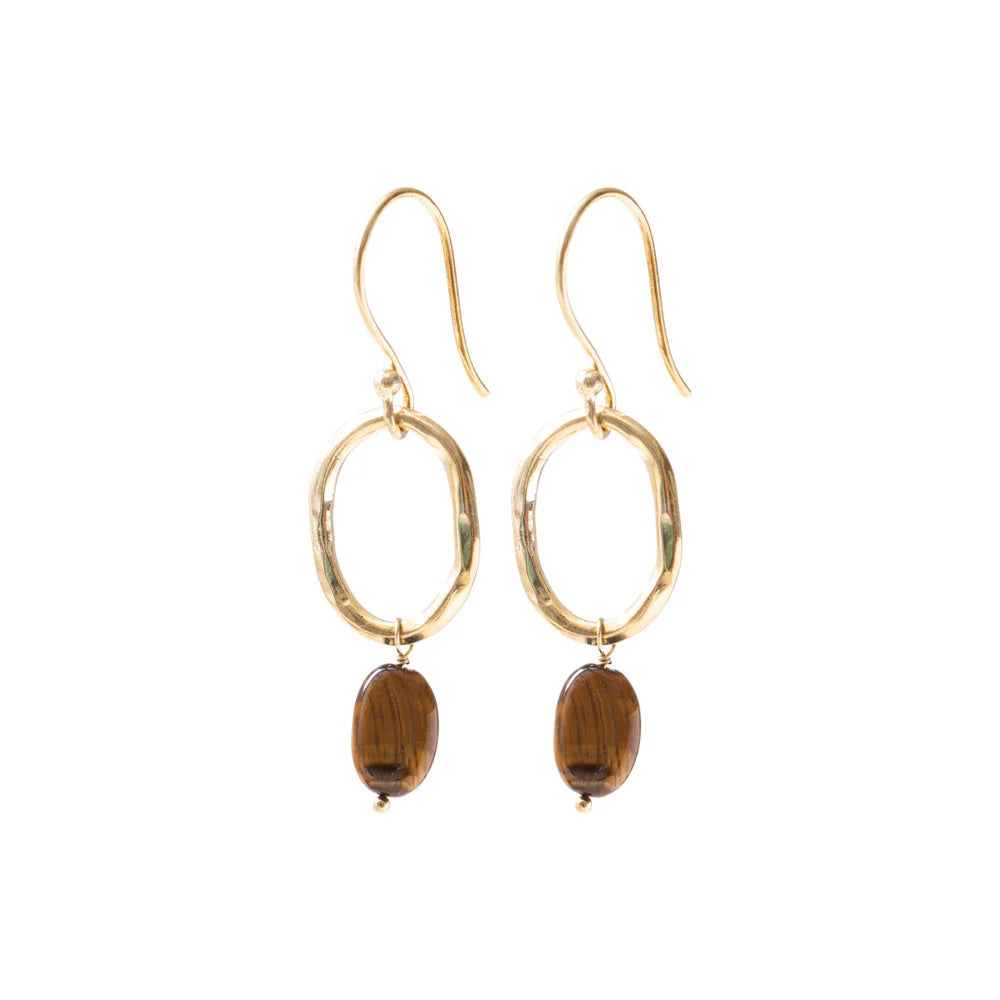 Graceful Tiger Eye Gold Earrings