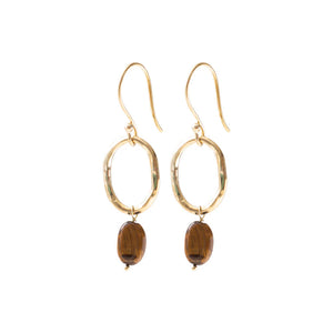 Graceful Tiger Eye Gold Earrings