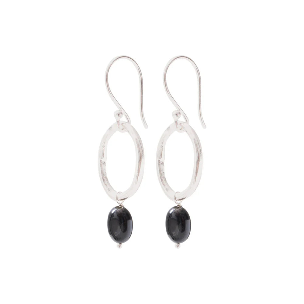 Graceful Black Onyx Silver Earrings