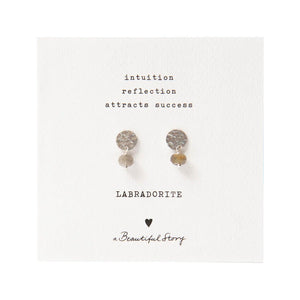 Mini Coin Labradorite Silver Earrings