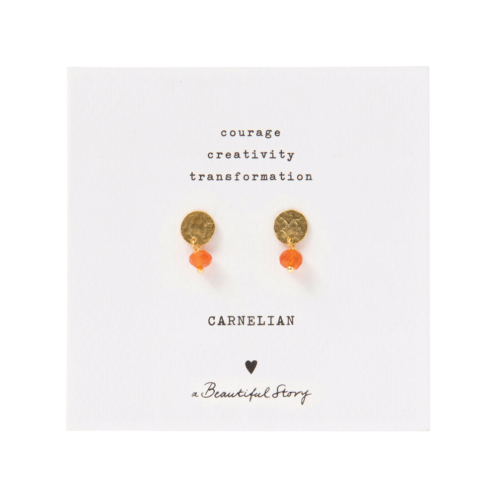 Mini Coin Carnelian Gold Earrings