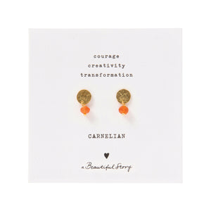 Mini Coin Carnelian Gold Earrings