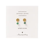 Mini Coin Aventurine Gold Earrings