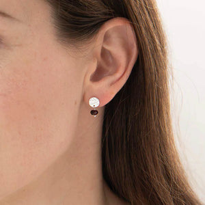Mini Coin Black Onyx Silver Earrings