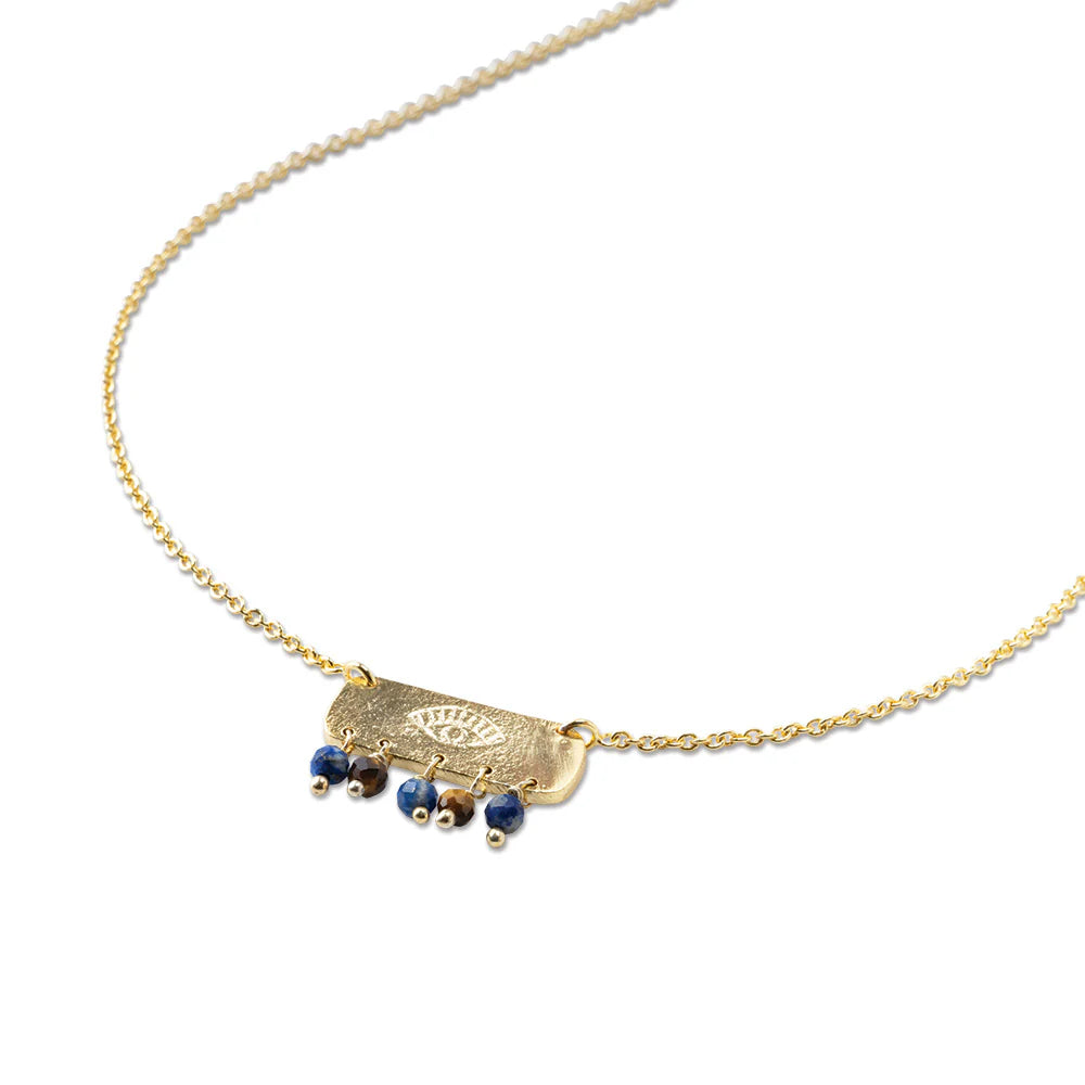 Sanity Lapis Tiger Eye Gold Necklace