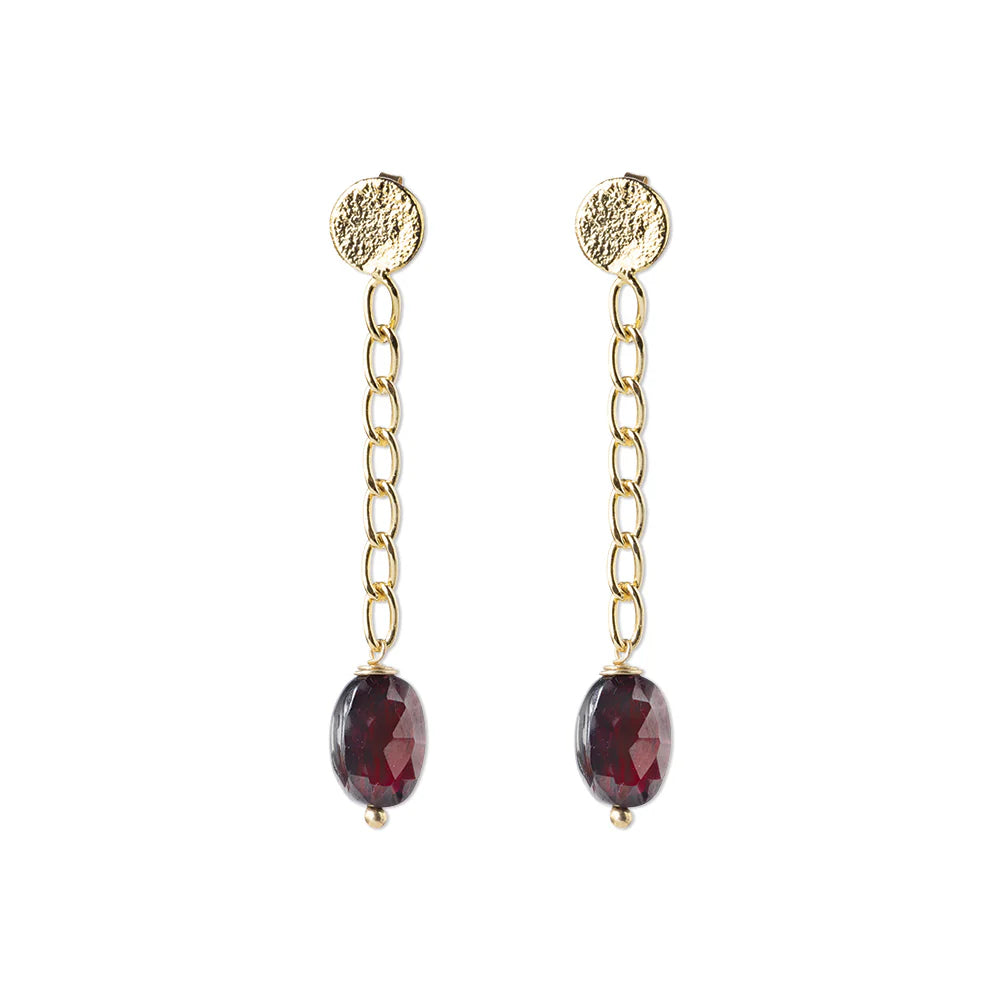 Meditation Garnet Gold Earrings