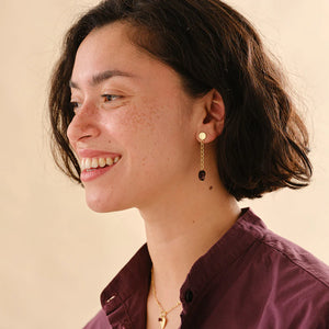 Meditation Garnet Gold Earrings