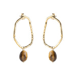 Bravery Tiger Eye Gold Earrings