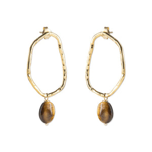 Bravery Tiger Eye Gold Earrings