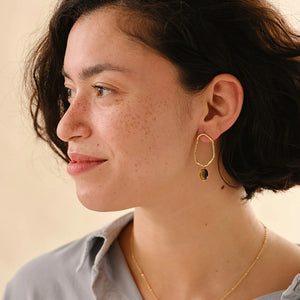 Bravery Tiger Eye Gold Earrings