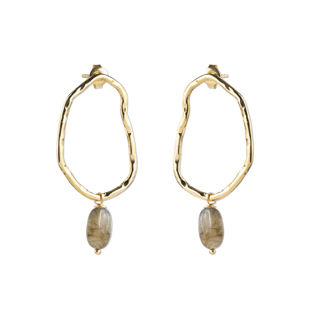 Bravery Labradorite Gold Earrings