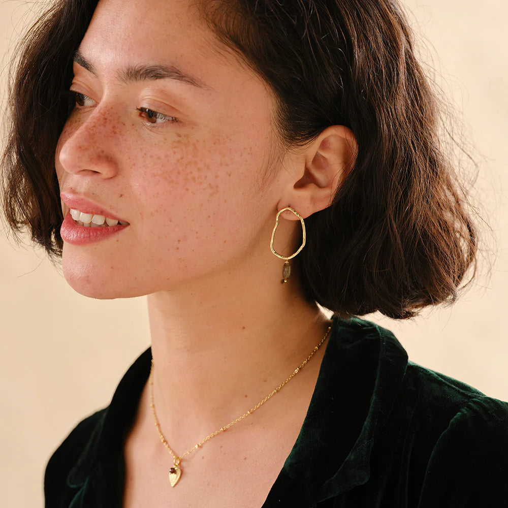 Bravery Labradorite Gold Earrings