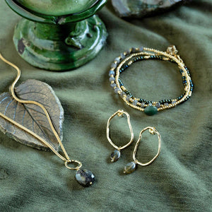 Bravery Labradorite Gold Earrings