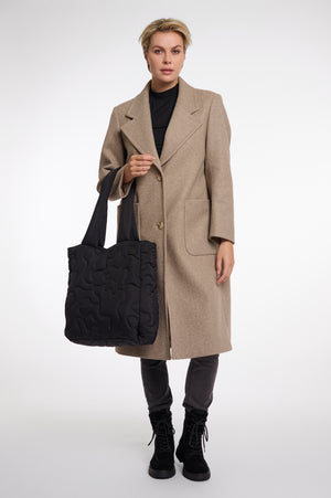 Amirance Quilted Shopper Bag - Black and Light Oat