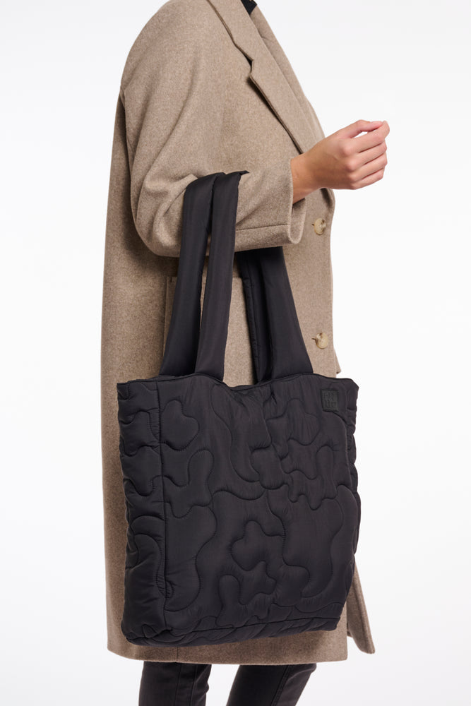 Amirance Quilted Shopper Bag - Black and Light Oat