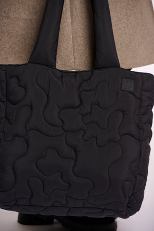 Amirance Quilted Shopper Bag - Black and Light Oat