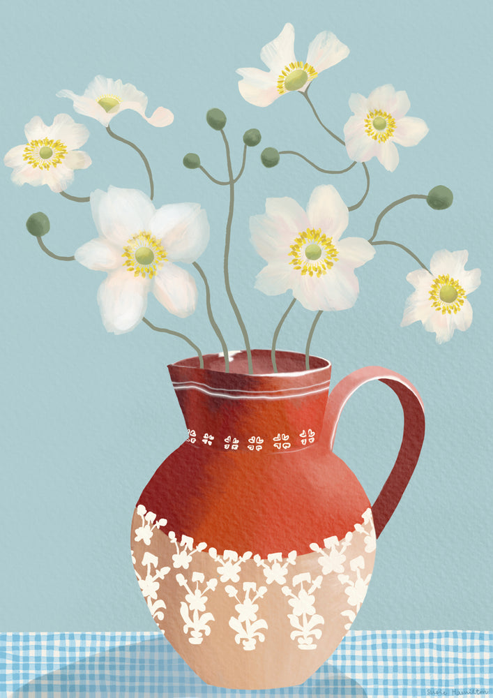 Anemones in a Daisy Jug Card