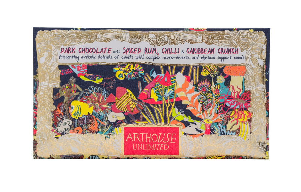 Angels of The Deep Handmade Dark Chocolate Bar With Spiced Rum, Chilli and Caramel Crunch