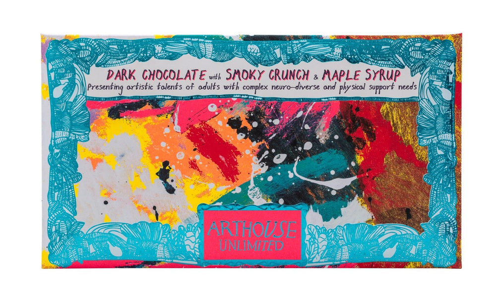Adventurous Handmade Dark Chocolate Bar With Smoky Crunch and Maple Syrup
