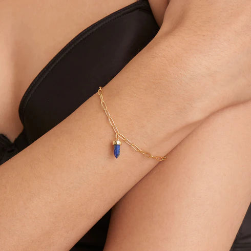 Lapis Point Pendant Gold Bracelet