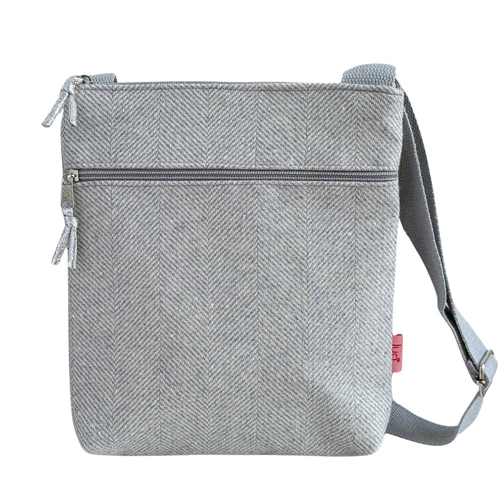 Messenger Bag - Light Grey Herringbone