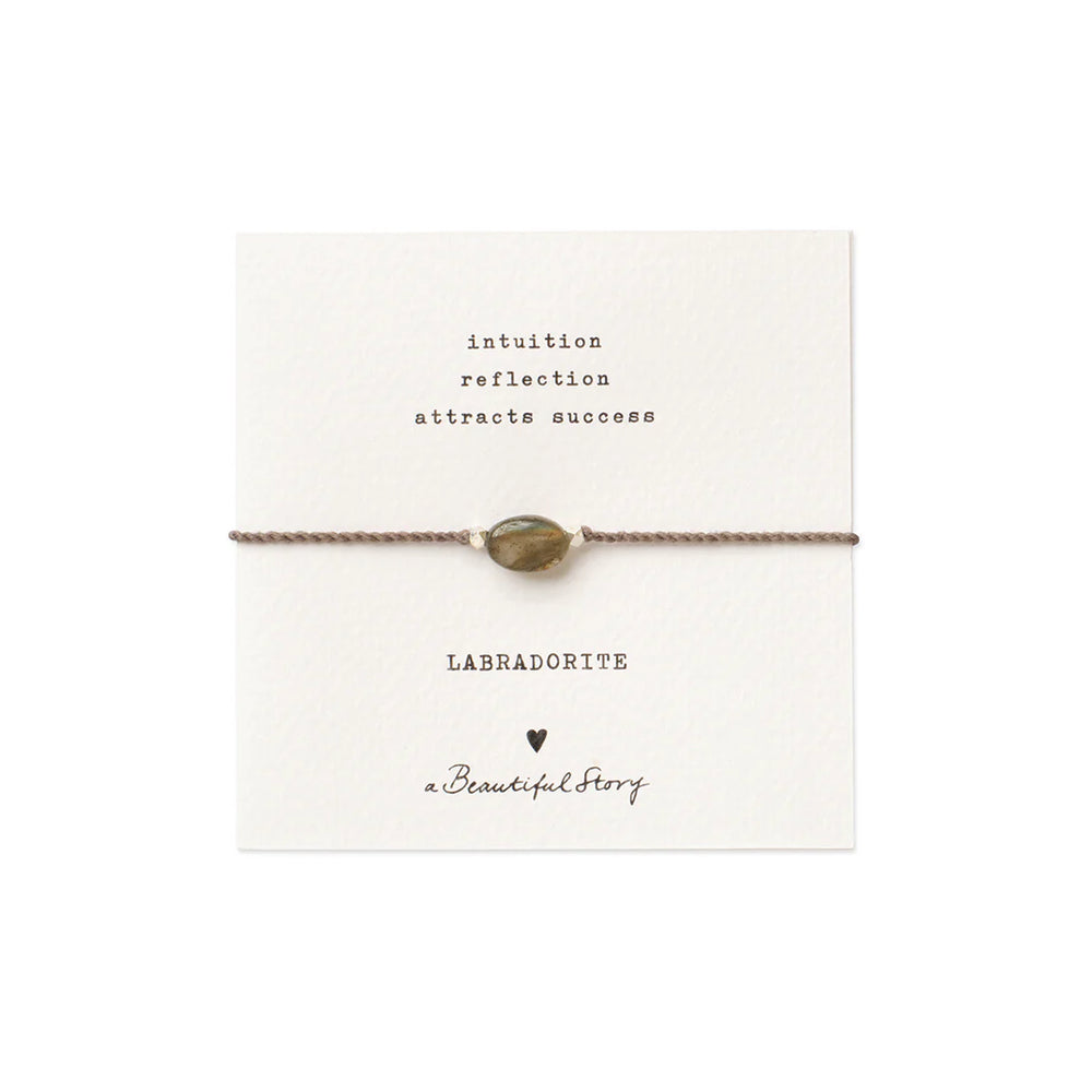 Gemstone Card Labradorite Silver Bracelet