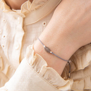 Gemstone Card Labradorite Silver Bracelet