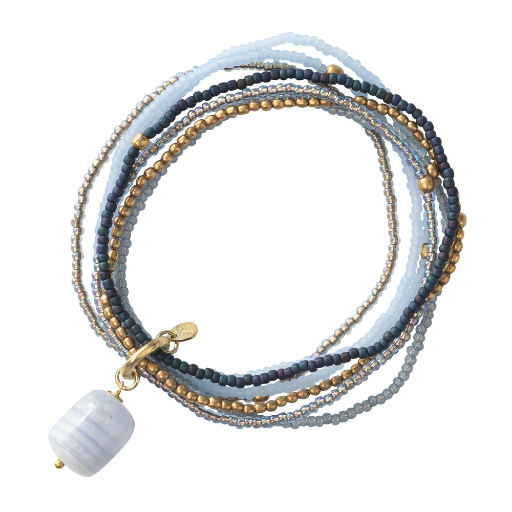 Nirmala Blue Lace Agate Gold Bracelet