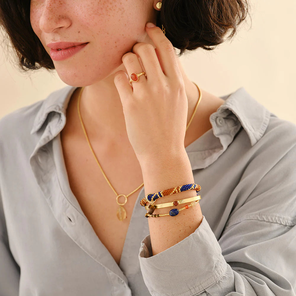 Amuse Lapis Lazuli Gemstone Gold Bracelet