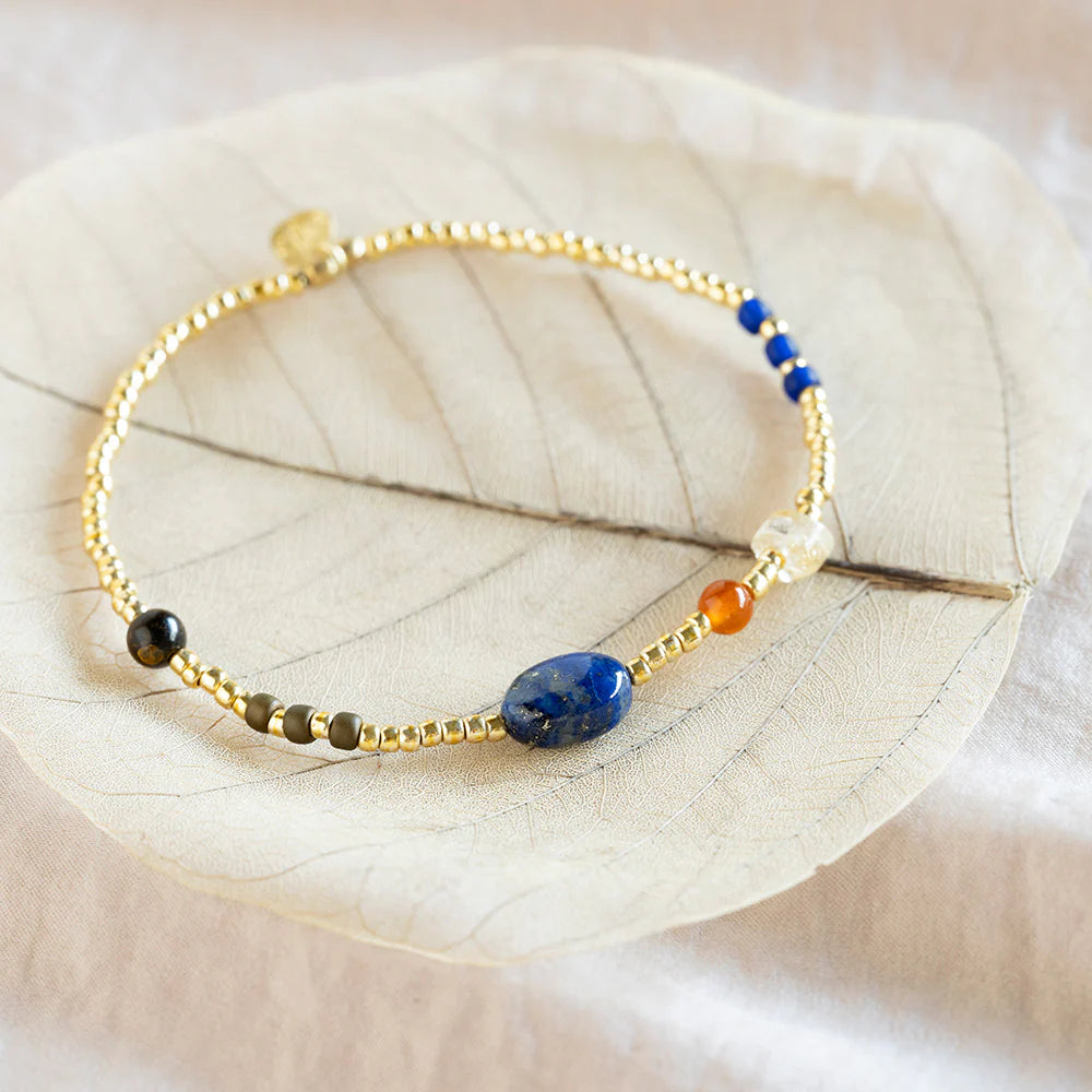 Amuse Lapis Lazuli Gemstone Gold Bracelet