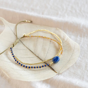 Soothing Lapis Lazuli Gemstone Gold Bracelet