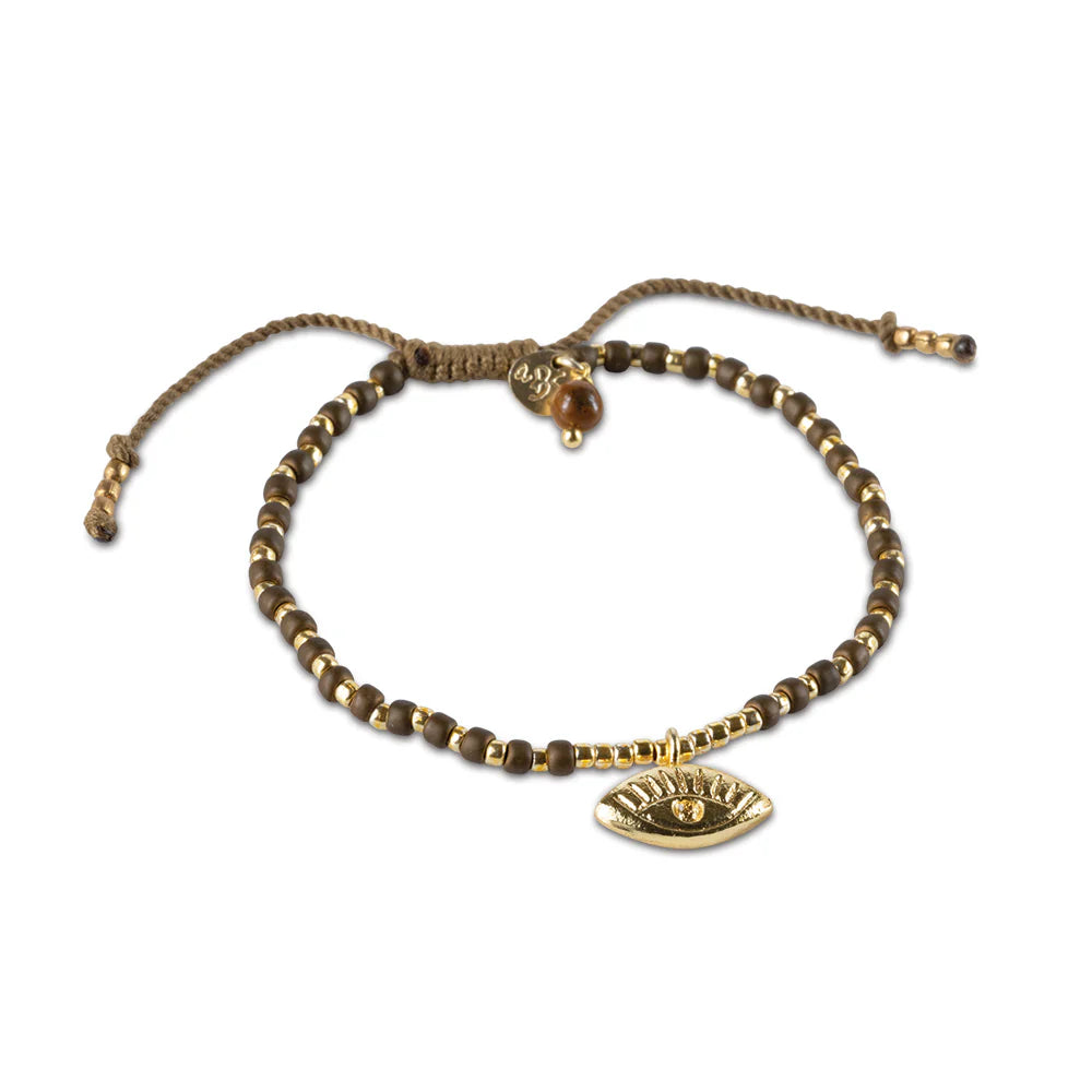 Hoping Tiger Eye Gemstone Gold Bracelet