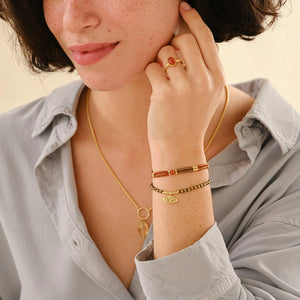 Hoping Tiger Eye Gemstone Gold Bracelet