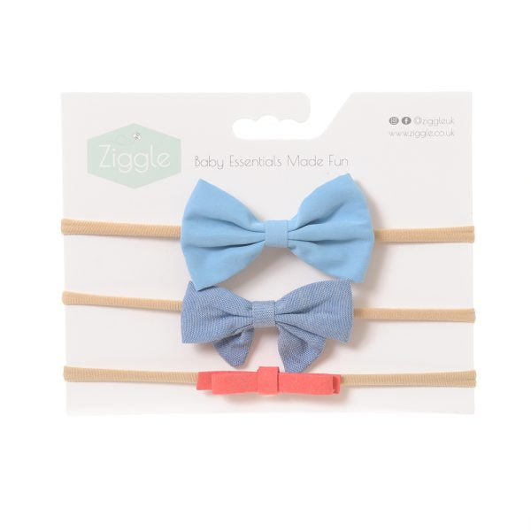 Blue and Coral Hair Bow Set