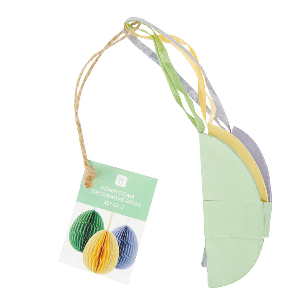 Hanging Honeycomb Easter Egg Decorations - 3 Pack