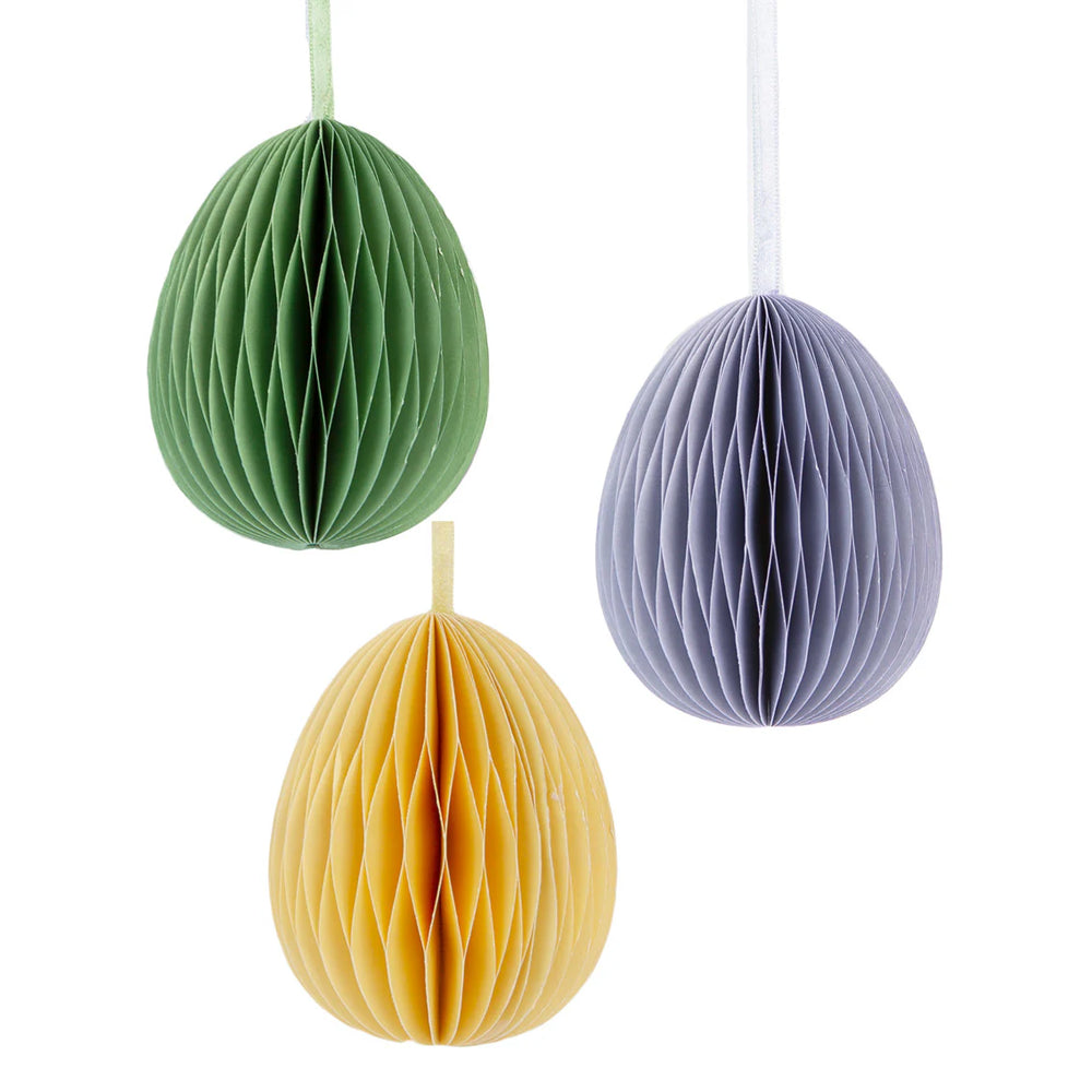 Hanging Honeycomb Easter Egg Decorations - 3 Pack