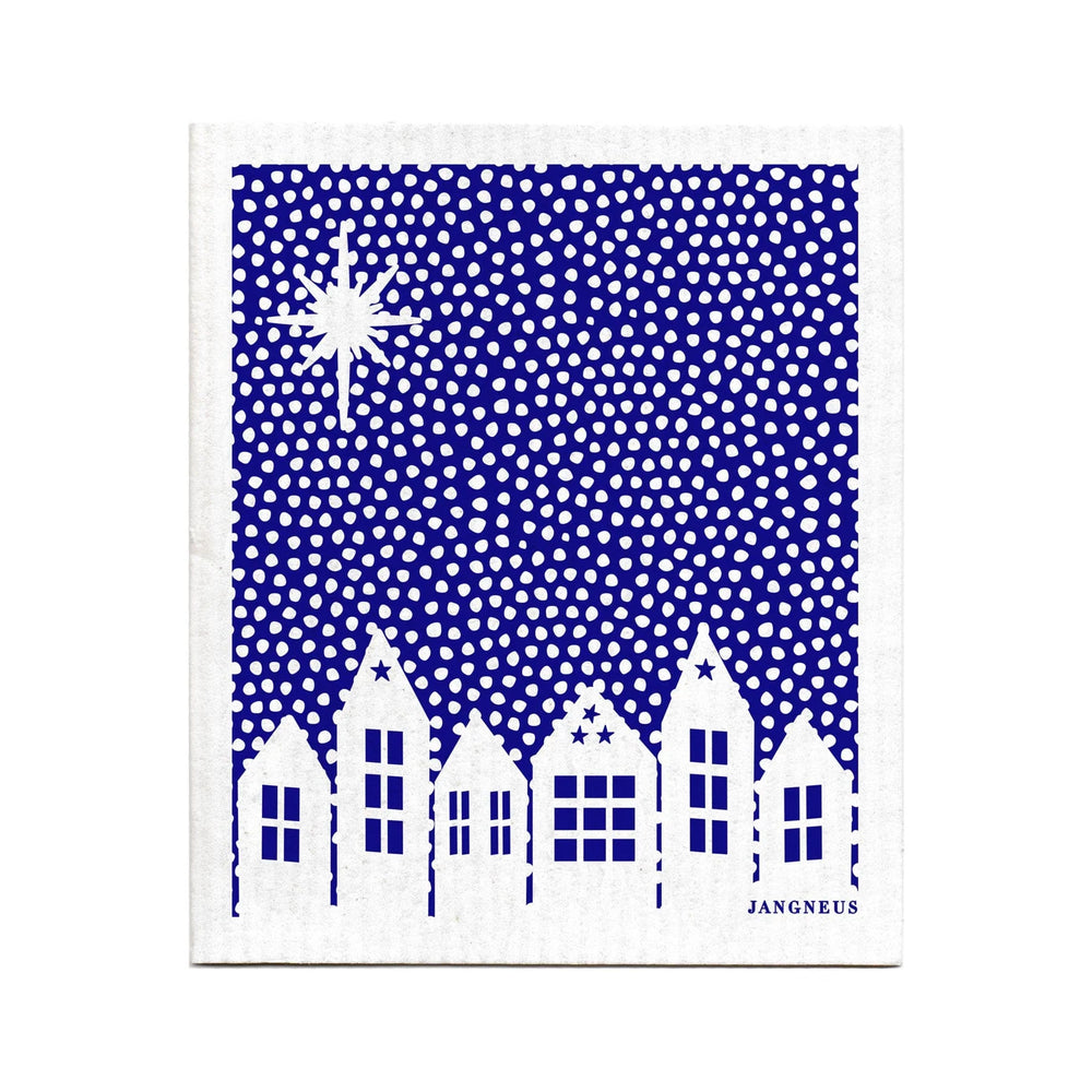 Snow Village Dishcloth - Blue