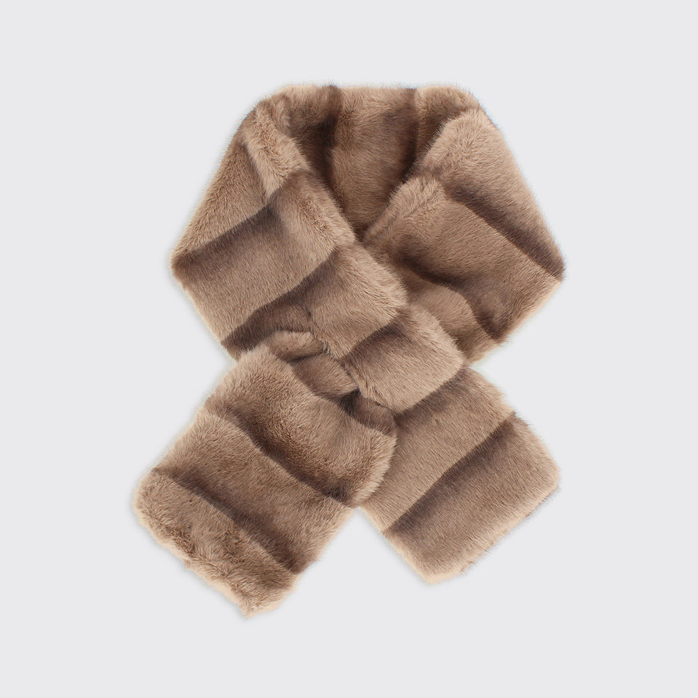 Faux Fur Push Through Scarf - Toffee