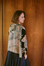 Crane Kimono in Black Crepe