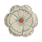 Ceramic Flower Shaped Hand-Painted Side Plate with Pink Border