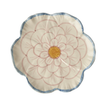 Ceramic Flower Shaped Hand-Painted Side Plate with Blue Border