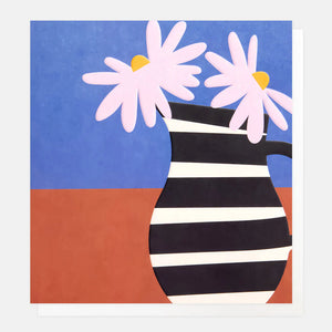 Striped Jug With Flowers Card