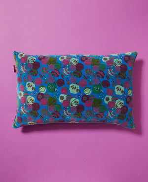 Velvet Cushion - Large Rectangle - Bloom Blue