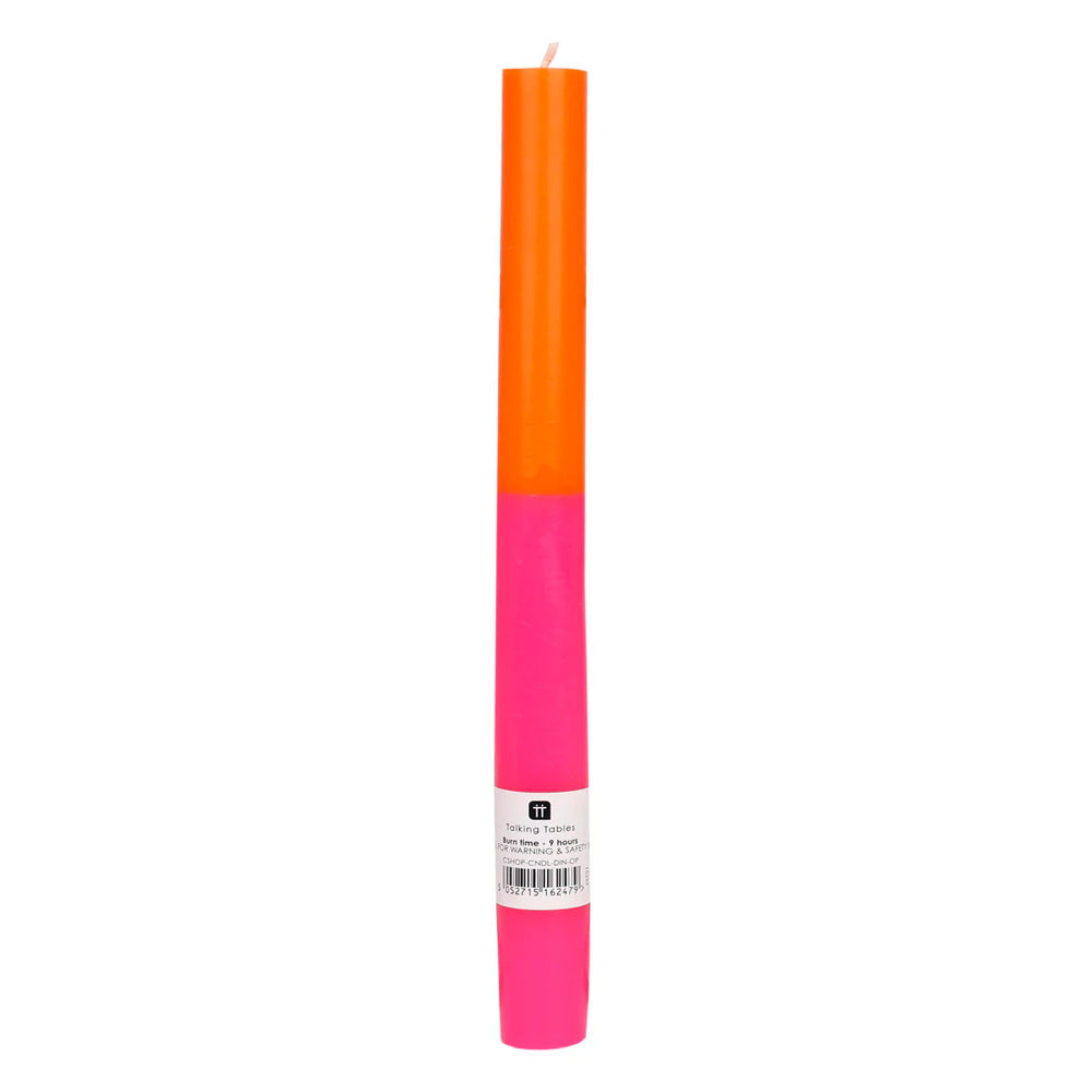 Pink and Orange Stripe Candle 28cm
