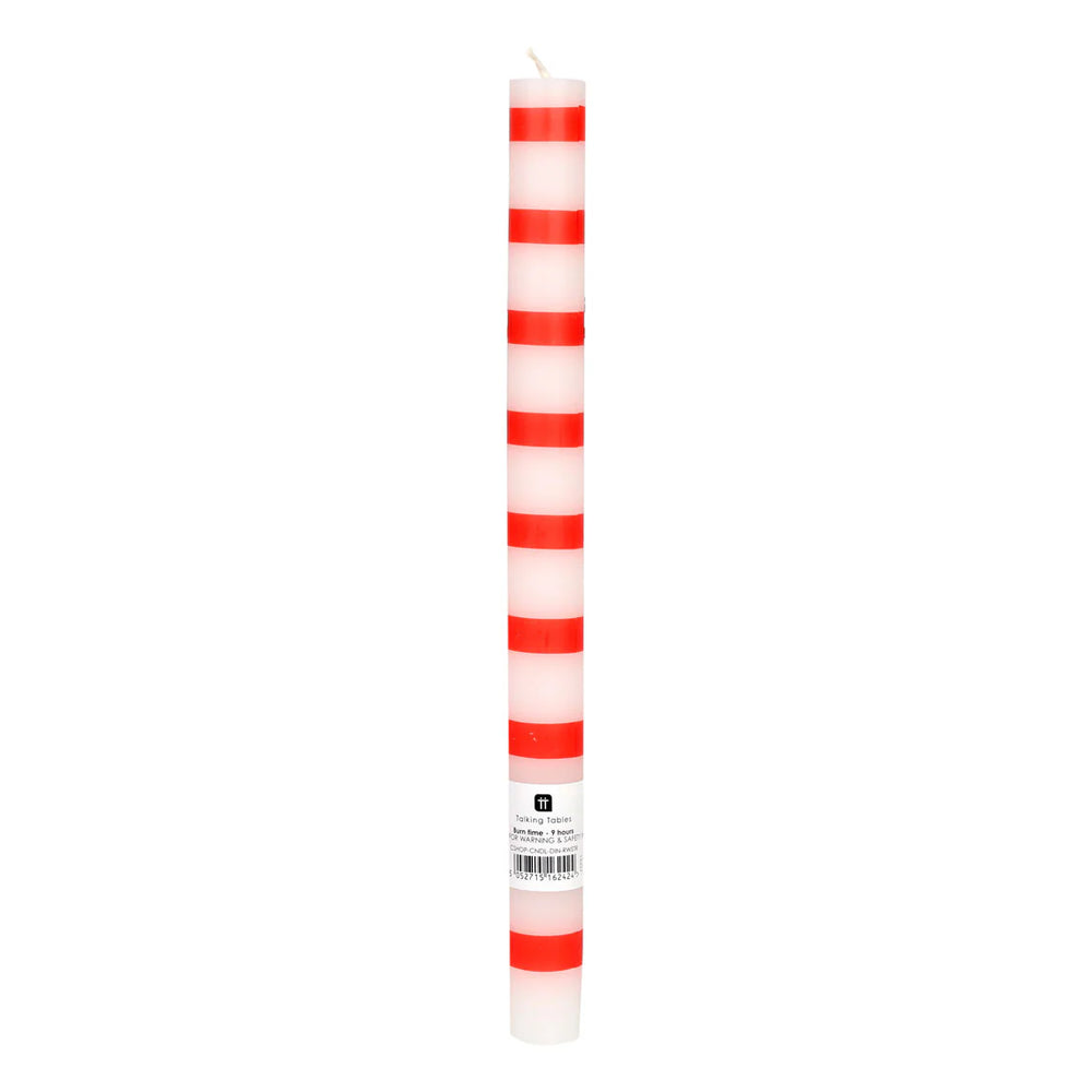 Red and White Stripe Candle 28cm