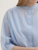Cotton Voile Mandarin Collar Shirt - Light Blue