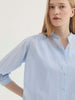 Cotton Voile Mandarin Collar Shirt - Light Blue