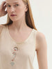 Embroidered Linen Tank Top - Ecru