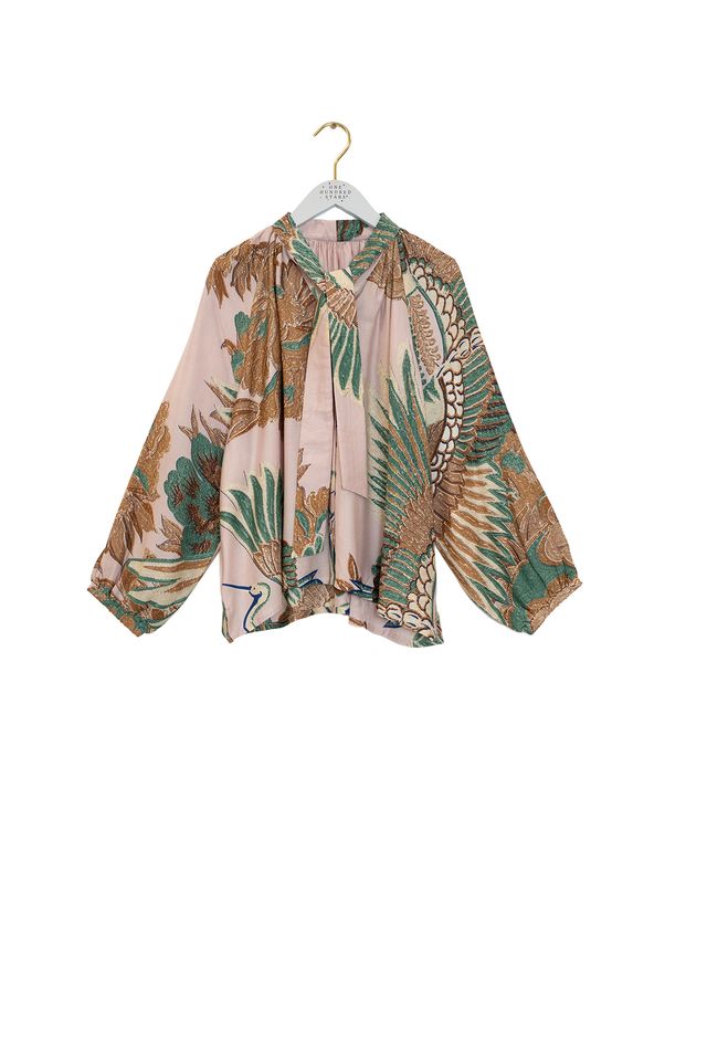 Crane Pussy Bow Blouse - Plaster Pink